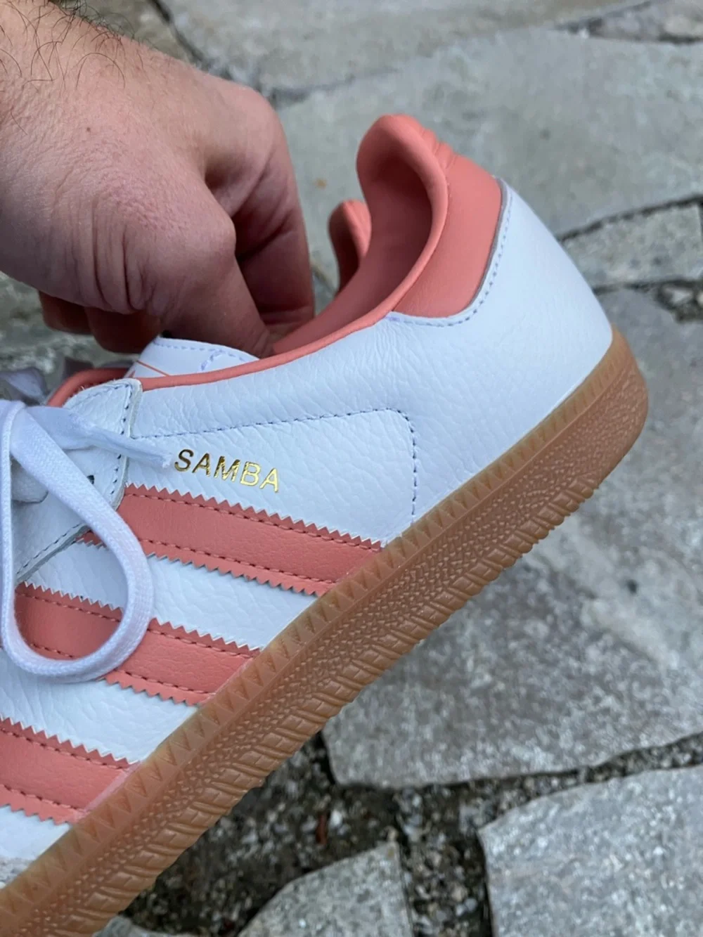 Adidas Samba Leather Sneakers in White & Coral - Picture 15 of 16